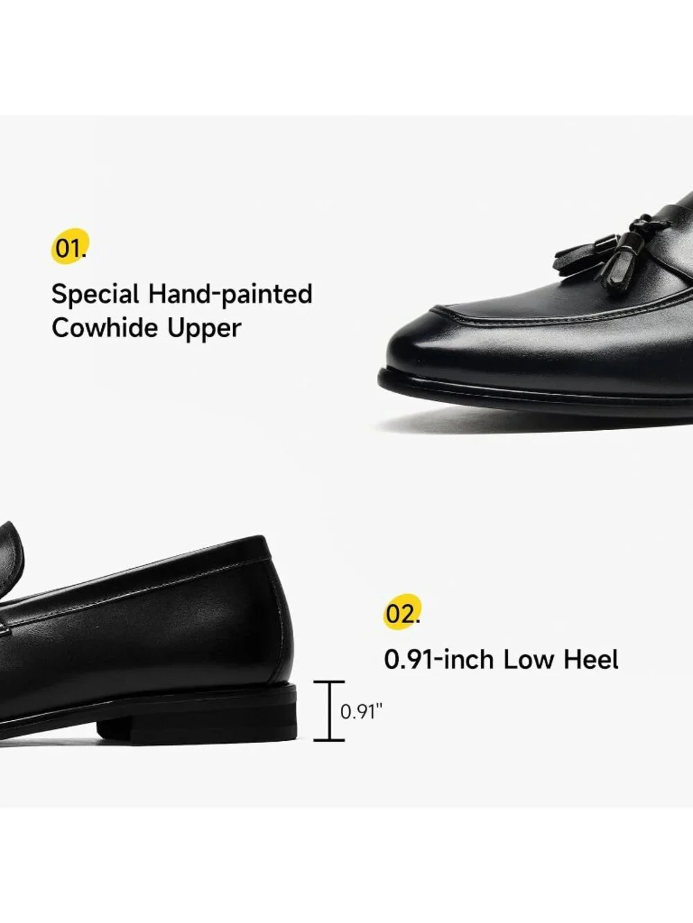 Women's Black Leather Loafers Dress Slip On Tassel Loafer Shoes Business Causal